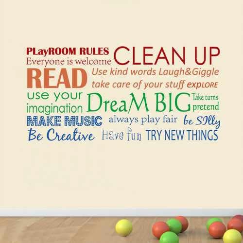 Playroom Rules Vinyl Wall Art Playroom Rules Wall Decal Classroom Rules Kids Playroom Home Decor(Colorful,s)