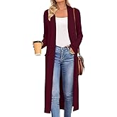 AYIFU Womens Maxi Cardigan Lightweight Long Sleeve Open Front Casual Cardigans Duster with Pockets