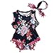 FUFUCAILLM Xmas Apparel Baby-Girls Sleeveless Tassel Romper + Headband … Dark Blue