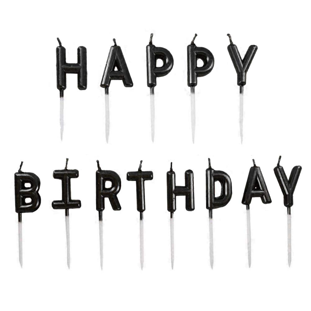 Happy Birthday Candles Set,Metallic Cake Candles with Letter Happy Birthday for Birthday Party Cupcakes Topper Decorations,Black