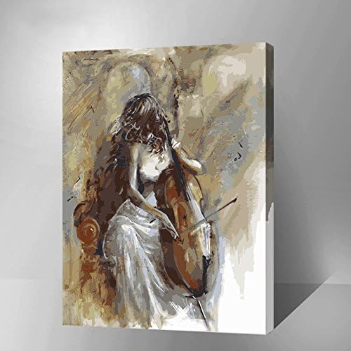 MADE4U [Dance and Musical Series] [20"] [Thicker (1")] [Wood Framed] Paint by Numbers Kit with Brushes and Paints (Cello YWYZ8087)