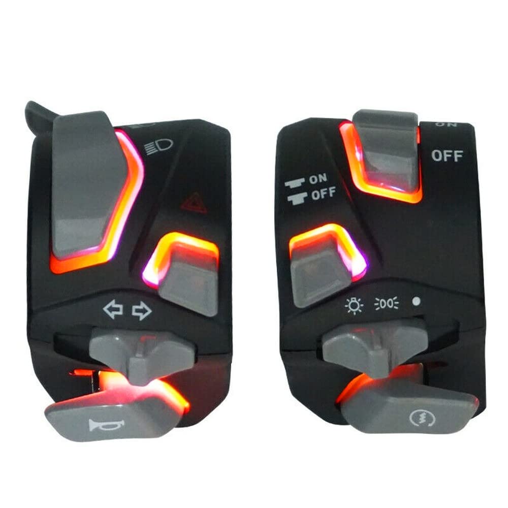 Photo 1 of 7/8" Motorcycle Switches LED Light Switch for Horn Button Turn Signal Electric Fog Lamp Light Start Handlebar Controller Switches, RED Light