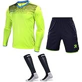 KELME Soccer Goalkeeper Jersey Uniform Kit - Mens Padded Football Goalie Shirt, Shorts and Socks - Kids and Adult Sizes