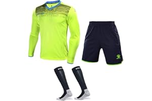 KELME Soccer Goalkeeper Jersey Uniform Kit - Mens Padded Football Goalie Shirt, Shorts and Socks - Kids and Adult Sizes