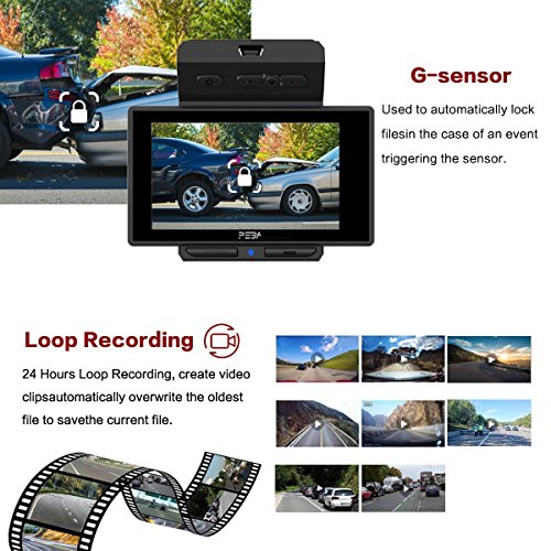 Dash Cam For Cars PEBA Full HD 1080P Dashboard Vehicle Camera with Night Vision,Parking Monitor,G-Sensor,HDR,Loop Recording,Motion Detection ,2.7â€,170 Â°Wide Angle