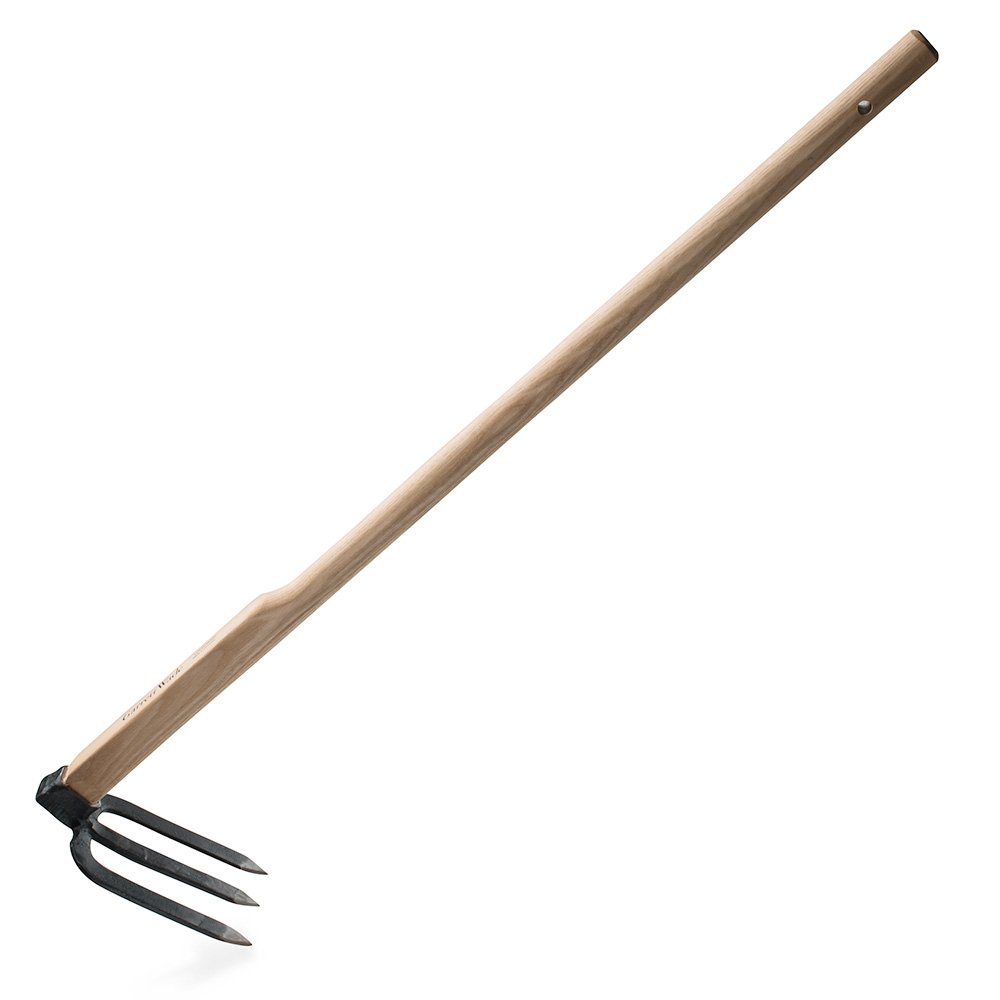 Kings County Tools 3-Tine Garden Cultivator | Breaks Up Hard Ground | Turns Compacted Soil | 41” Length | 7” Carbon Steel Tines | European Ash Wood Handle | German Crafted Quality