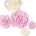 Ling's moment Large Paper Flower Decorations for Wall, 5 X Handcrafted Pink & White Crepe Paper Flowers for Baby Nursery Bridal Shower Party Wedding Backdrop Archway Centerpiece