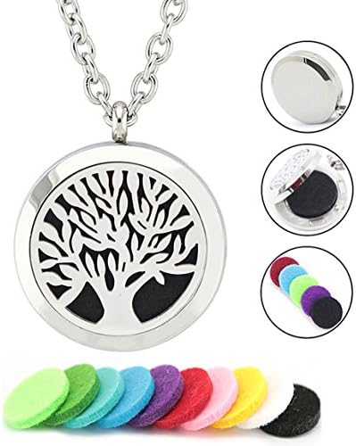 Tree of Life Aromatherapy Essential Oil Diffuser Necklace Stainless Steel Locket Pendant