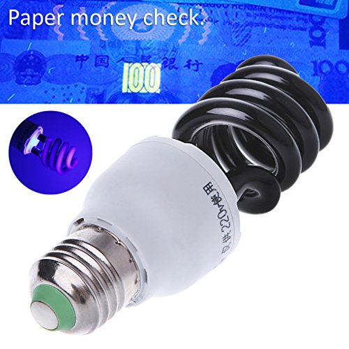 LIYUDL E27 20 Watt Spiral Energy Saving CFL Light Bulb Ultra Violet UV Blacklight Blue 220V
