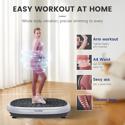 EILISON FitMax 3D XL Vibration Plate Exercise Machine - Whole Body Workout Vibration Platform w/Loop Bands - Lymphatic Drainage Machine for Weight Loss, Shaping, Wellness, Recovery