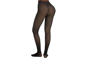 JS LifeStyle Fleece Lined Tights Leggings Women Thermal Warm Winter Thick Sheer Black Skin Tone Single-Line Translucent