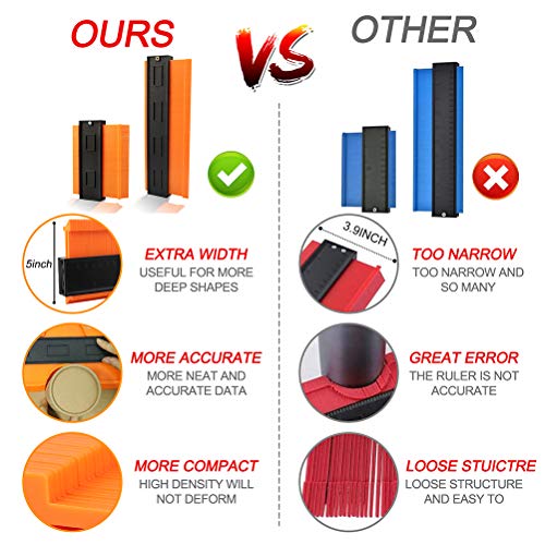 3 Pcs Contour Gauge Duplicator,Hitter Plastic Master Outline Gauge Profile Multi-functional Shaping Measure Ruler for Corners,Woodworking Templates,Tiles and Laminate(10 inch x 5 inch)