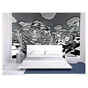 Surreal Chess Board Landscape in Black and White - Removable Wall Mural | Self-Adhesive Large Wallpaper - 66x96 inches