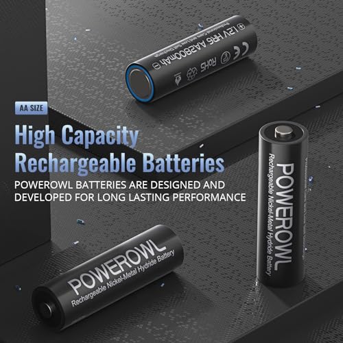 POWEROWL AA Rechargeable Batteries 2800 mAh 1.2 V Ni-MH Rechargeable Battery | 1200 Cycles | Economical and Environmentally Friendly | High Real Capacity Pack of 12