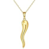 KECHO Gold Italian Horn Necklace 14K Gold Dainty Amulet Talisman Lucky Pendant Necklace Jewelry Gifts for Women Girls