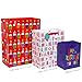 FZOPO Kids Birthday Gift Bag Assortment, Heavy Duty Paper Gift Bags, Red, Blue, Purple, Yellow, Brown, Pack of 12 Small, Medium, Extra Large Bags for Birthdays, Kid Party, Childrens Day