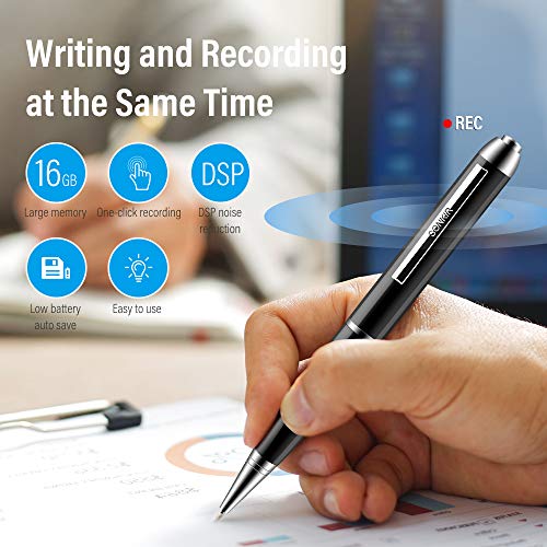 Sonkir Digital Voice Recorder, 16G Mini Audio Voice Recorder, Noise Reduction Audio, USB Rechargeable, Tape Recorder Recording Device for Meetings Classes Interviews