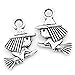 Housweety 50PCs Halloween Charm Pendants Witch & Broom Silver Tone 13x10mm(4/8
