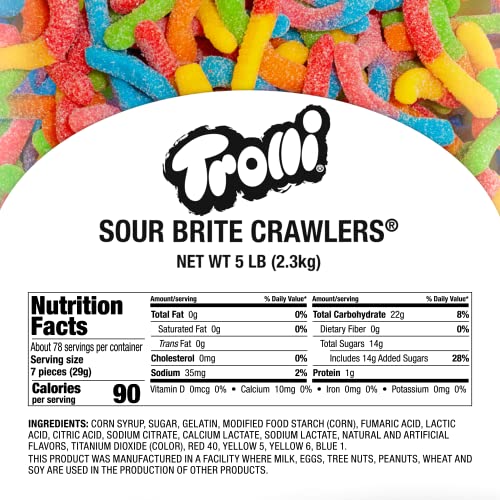 Trolli Sour Brite Crawlers, Gummy Worms Sour Candy, 5 Pound Bulk Bag Pricepulse