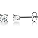 MDFUN Moissanite Stud Earrings, 316L Stainless Steel 4 Prong Round Synthetic Stud Earring Hypoallergenic Jewelry for Women Men 3-7mm