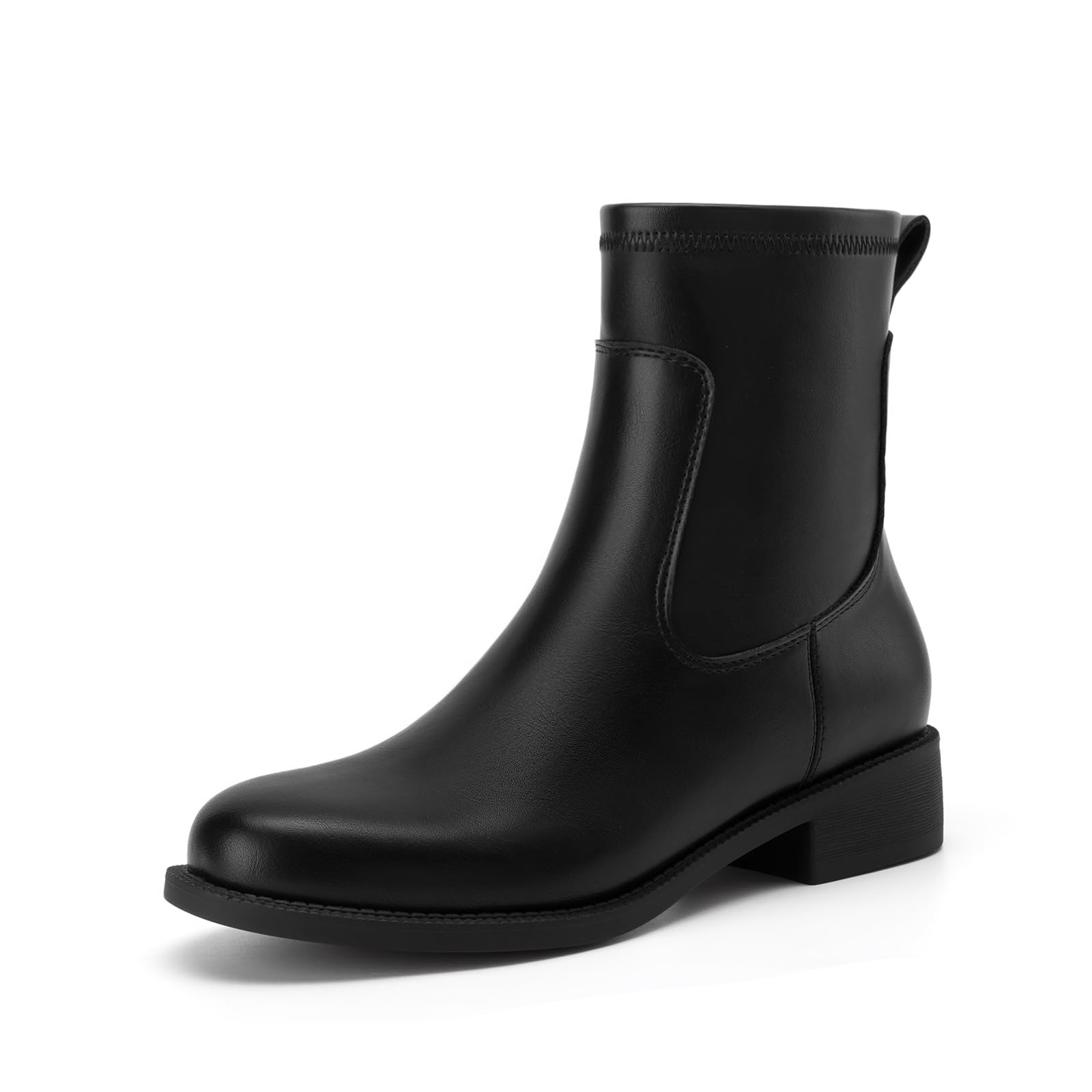 Athlefit Black Ankle Boots for Women Chunky Low Heel Chelsea Boots Fall Dress Short Booties 11