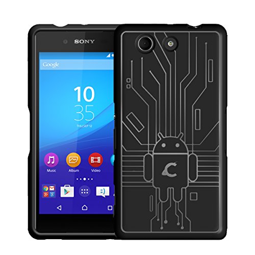Z4 Compact Case, Cruzerlite Bugdroid Circuit TPU Case Compatible with Sony Xperia Z4 Compact (Mini) - Black