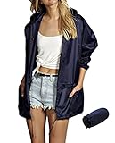 Meaneor Womens Rainwear Active Outdoor Hooded Cycling Packable and Lightweight Jacket