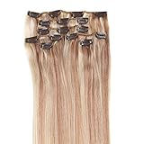 Women Hair Extensions, Grammy 18 Inch 7pcs Remy Clip in Hair Extensions 70g Human Hair with Clips for Highlight (18inch, #18/613 Brown/blonde)