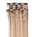 Grammy 20 Inch 7pcs Remy Clips in Human Hair Extensions 70g with Clips for Highlight (20inch, 18/613 Brown/blonde)