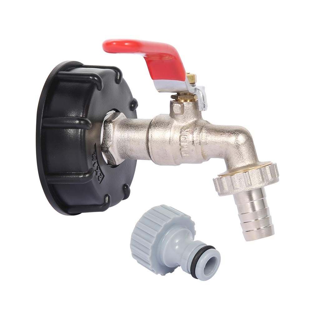 K-SPEED 1000L IBC Tank Adapter S60X6 to Brass Tap 1/2" Replacement Valve Fitting Parts for Home Garden Water Connectors