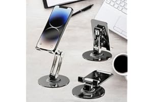 1pcs 360 Rotating Phone Stand for Desk,Swivel Tablet Stand for iPad,Dual-Adjustable Foldable Aluminum Desktop Phone Holder,Ad