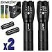 2 Pack Skywolfeye Flashlights High Lumen Tactical Flashlight Super Bright T6 LED Zoomable Rechargeable Flashlights with 18650 Battery for Camping and Hiking