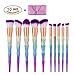 Lospu HY 10pcs Diamond Cosmetic Makeup Brushes Set Foundation Eye shadow Blusher Unicorn Blending Make up kwasten Brush with Travel Pouch