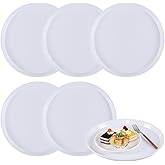Jandson Round Plastic Fast Food Serving Trays, White, Restaurant Waiters Serving Trays, 6 Pack