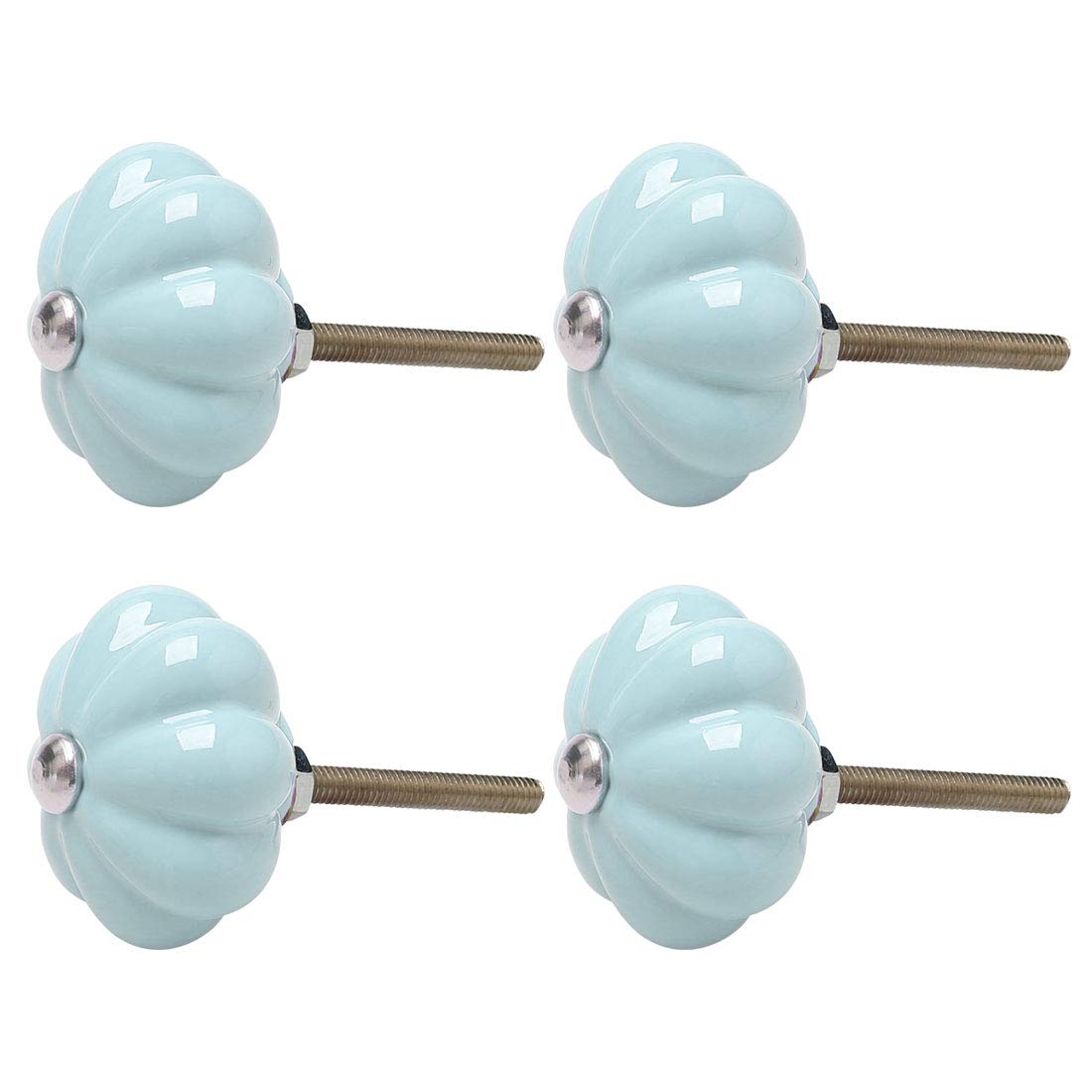 sourcing map 4pcs Ceramic Knobs Drawer Pumpkin Shape Pull Handle Furniture Door Cabinet Cupboard Wardrobe Dresser Replacement Blue
