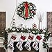 Valery Madelyn 21 inch Red Green White Velvet Christmas Stockings with Sloth and Knit Cuff, Themed with Classic Collection Splendor Tree Skirt (Not Included)