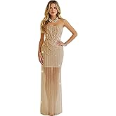 CSZHIWO Pearls Beaded Sequins Prom Dresses 2026 for Women Strapless Mini/Midi Evening Gowns Formal