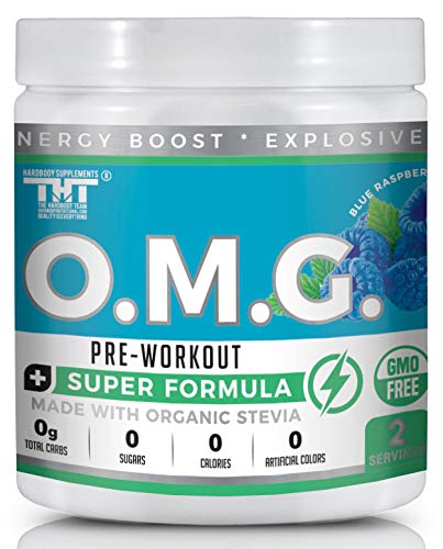 OMG Preworkout Drink for Men and Women-Scientifically Crafted to Help Boost Energy,Stamina,Mental Clarity,Focus and Performance (2 Ser, Blue Raspberry)
