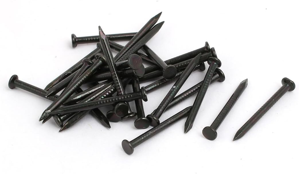 TOP-VIGOR 30Pcs Hardware Nails, 2.4mmx25mm Fiber Concrete Cement Wall Point Tip Nails, Wall Pins Tacks Nails for Woodworking, Panel Pins for Hanging Picture, Frame, Furniture, Construction, Black