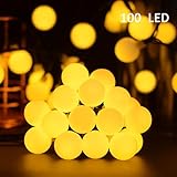 Vmanoo Globe Battery Operated Timer String Lights 100 LED Ball Fairy Christmas Lighting Decor For Outdoor, Indoor, Garden, Patio, Bedroom Wedding Decorations (Warm White)