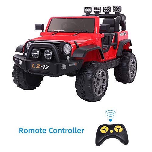 VALUE BOX Safety 12V Battery Electric Remote Control Car, Kids Toddler Ride On Cars Motorized Vehicles Toy Car, Wheels Suspension, Seat Belts, LED Lights and Realistic Horns (Red) - Thumbnail 2