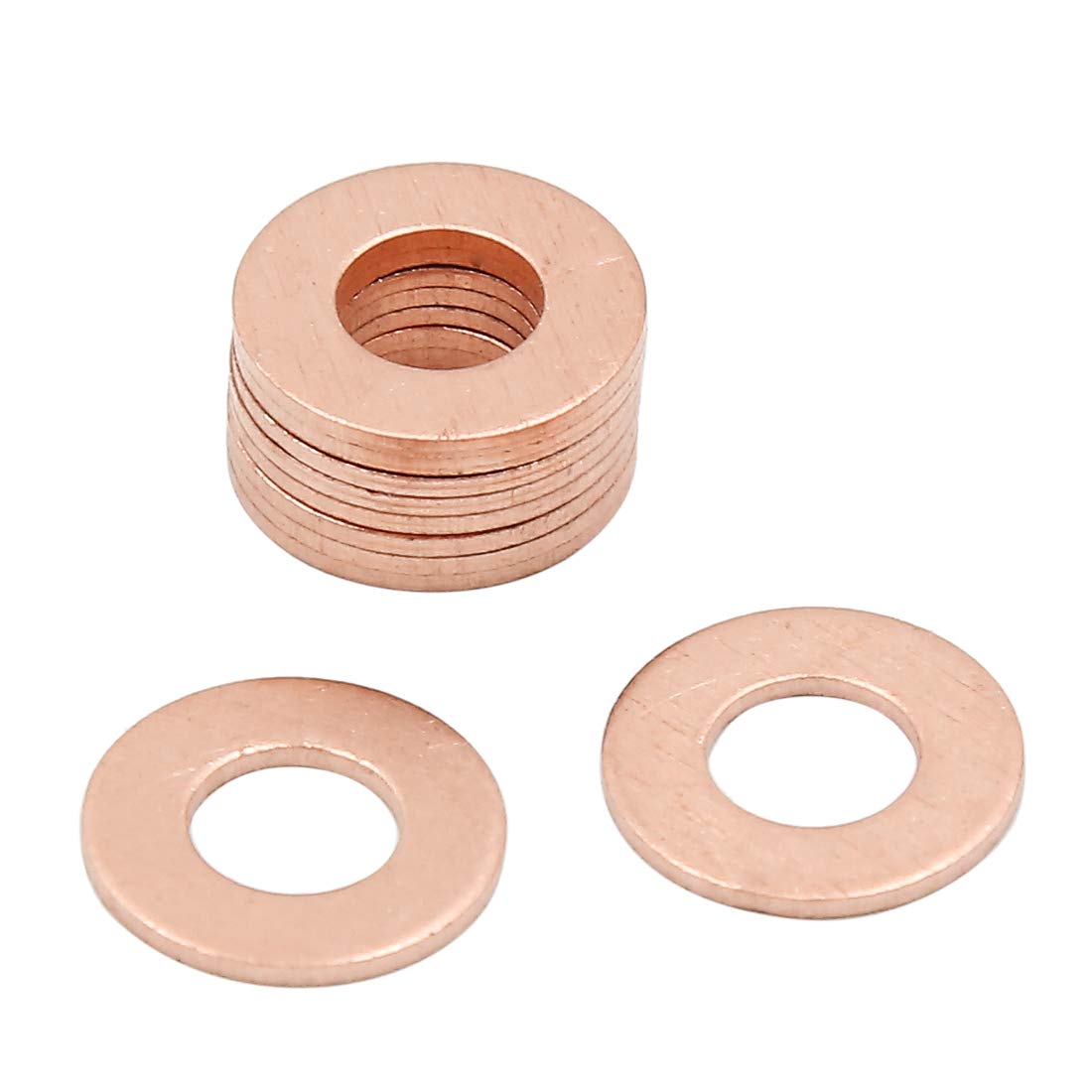 X AUTOHAUX 10pcs 7mm Inner Diameter Copper Washers Flat Sealing Gaskets Ring — image 1