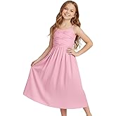 WELAKEN Girls Sleeveless Spaghetti Strap Dress with Bow Decor - Twirl-Friendly Summer Sundress
