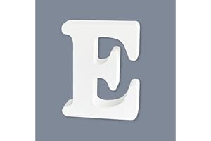 HANWER 6 Inch Unfinished Wooden Letters, White Standing Wood Letters for Crafts DIY, Wedding Birthday Party Wall Decor, Letter E