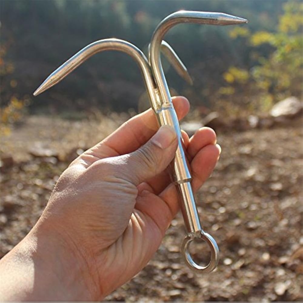 3 Claw Grappling Hook Tree Climbing Tool Stainless Steel Strong Load