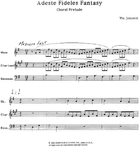 Adeste Fideles Fantasy for Woodwind Trio by William Jamieson