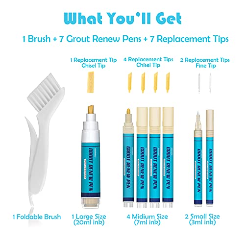 NADAMOO Grout Renew Pen Beige Tile Grout Paint Pen, Renew Tile Lines