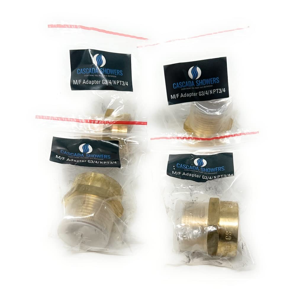 Cascada Lead-Free Brass Adapter, G Thread British BSPP Male to NPT Female (3/4" x 3/4" (4 Pieces))