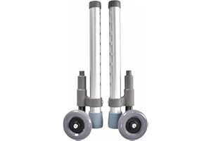 Walker Wheels with Brakes, Rear Wheel Replacement Parts for Walker, 3 Inch Rear Glide Rubber Wheel, Lock Universal Adjustable