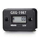 GXG-1987 Waterproof LCD Inductive Hour Meter for Lawn Mower, Champion Generator, Riding Mower, Dirt Quad Bike ATV Motorcycle Snowmobile Jet Ski Boat Pit Bike Motorbike MX Marine - Black